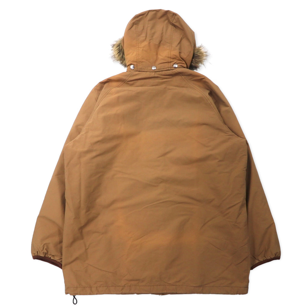 VAN -JAC- Hooded Overcoat L Beige Nylon Cotton Hood Detachable Double Zip