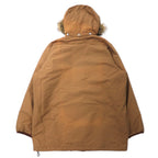 VAN -JAC- Hooded Overcoat L Beige Nylon Cotton Hood Detachable Double Zip