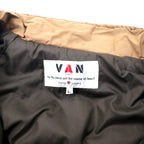 VAN -JAC- Hooded Overcoat L Beige Nylon Cotton Hood Detachable Double Zip