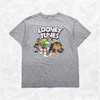 LOONEY TUNES T-shirt L Gray Character Print DELTA Body PRO WEIGHT
