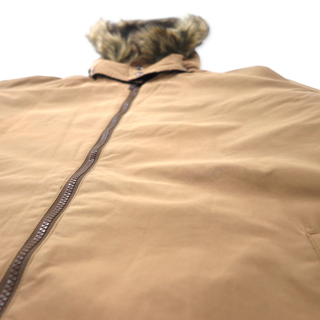 VAN -JAC- Hooded Overcoat L Beige Nylon Cotton Hood Detachable Double Zip
