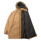 VAN -JAC- Hooded Overcoat L Beige Nylon Cotton Hood Detachable Double Zip