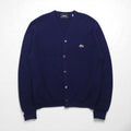 LACOSTE 70s Knit Cardigan, Size L, Navy, Acrylic, IZOD Spool Tag, One-Point Logo