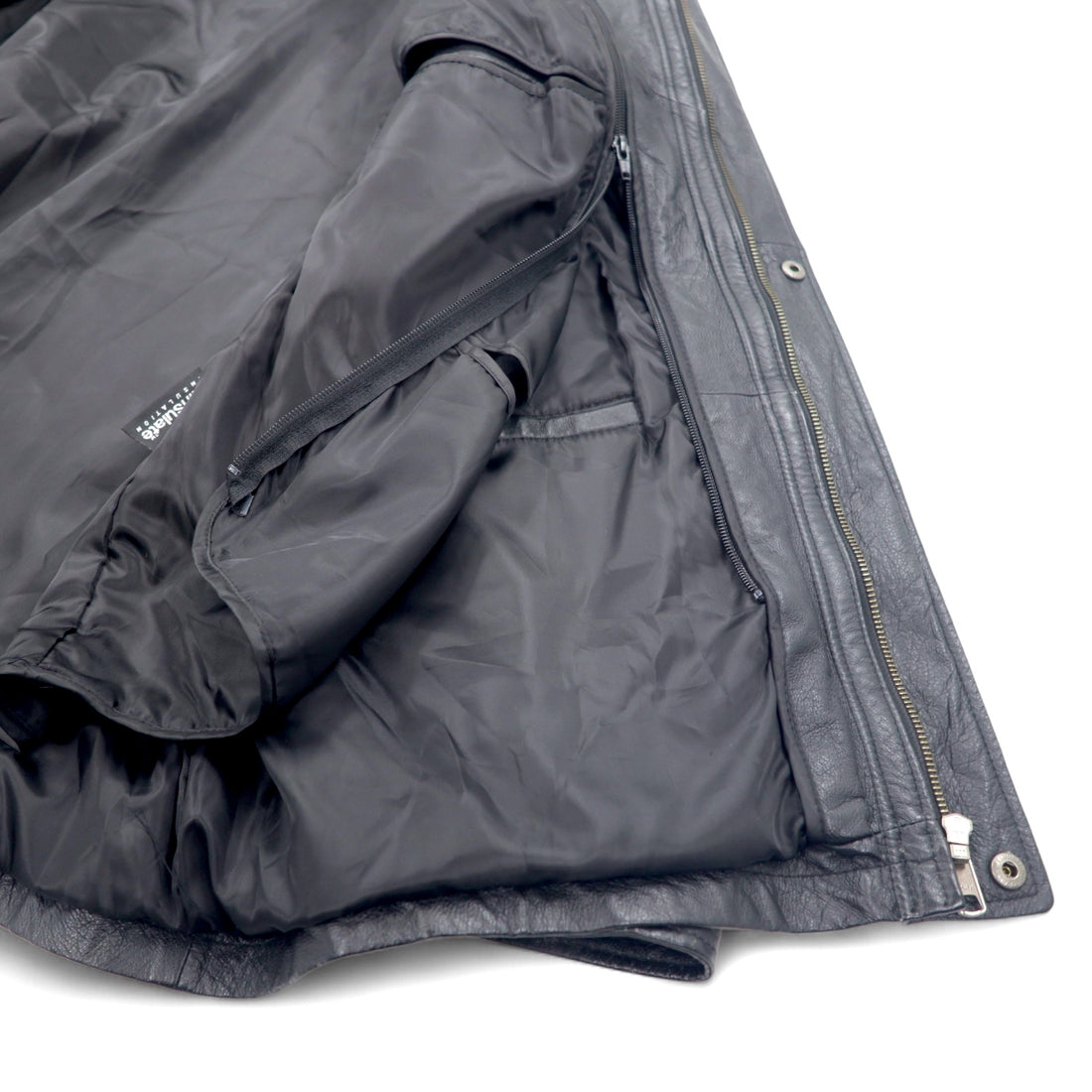 RETREAT Leather Car Coat Thinsulate INSULATION Padded Jacket L Black Leather Removable Liner