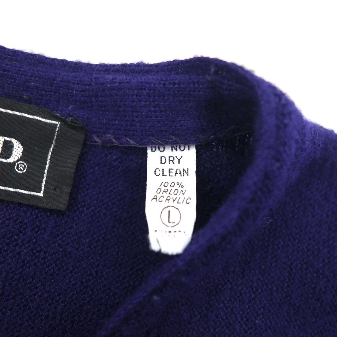 LACOSTE 70s Knit Cardigan, Size L, Navy, Acrylic, IZOD Spool Tag, One-Point Logo