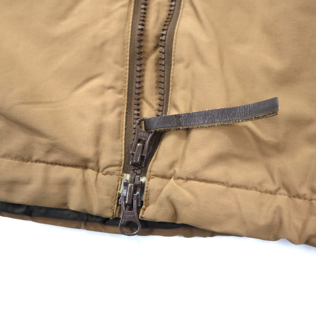 VAN -JAC- Hooded Overcoat L Beige Nylon Cotton Hood Detachable Double Zip