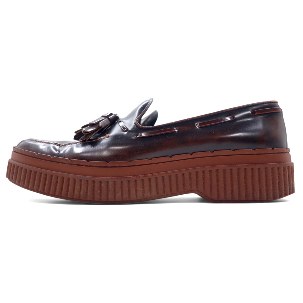 日本然リトテ-古着オンライン-TOD'S 厚底 タッセルローファー 24.5cm ブラウン レザー イタリア製-TOD'S Thick Sole Tassel Loafers US6.5 Brown Leather Italy Made