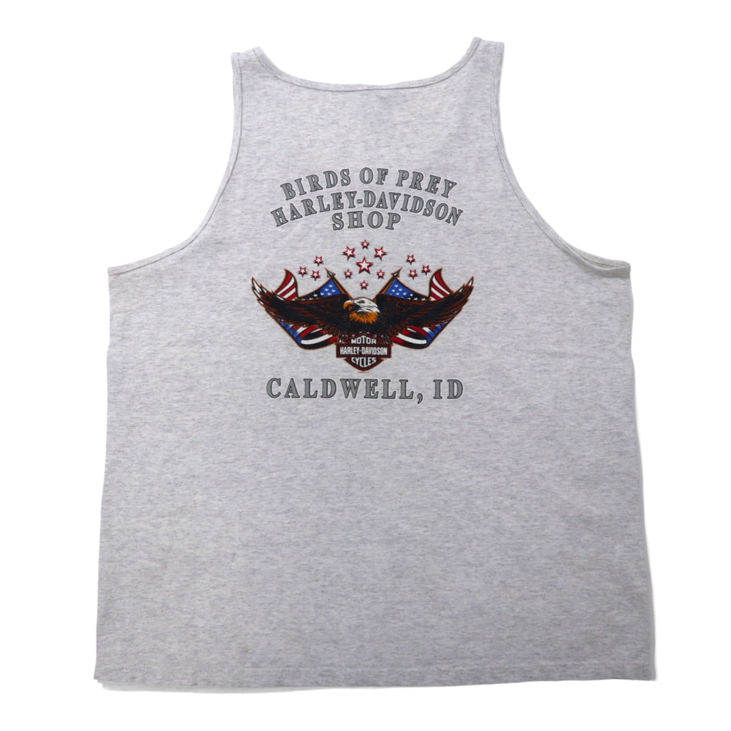 HARLEY DAVIDSON 00s Logo Print Tank Top XL Grey Cotton CALDWELL ID