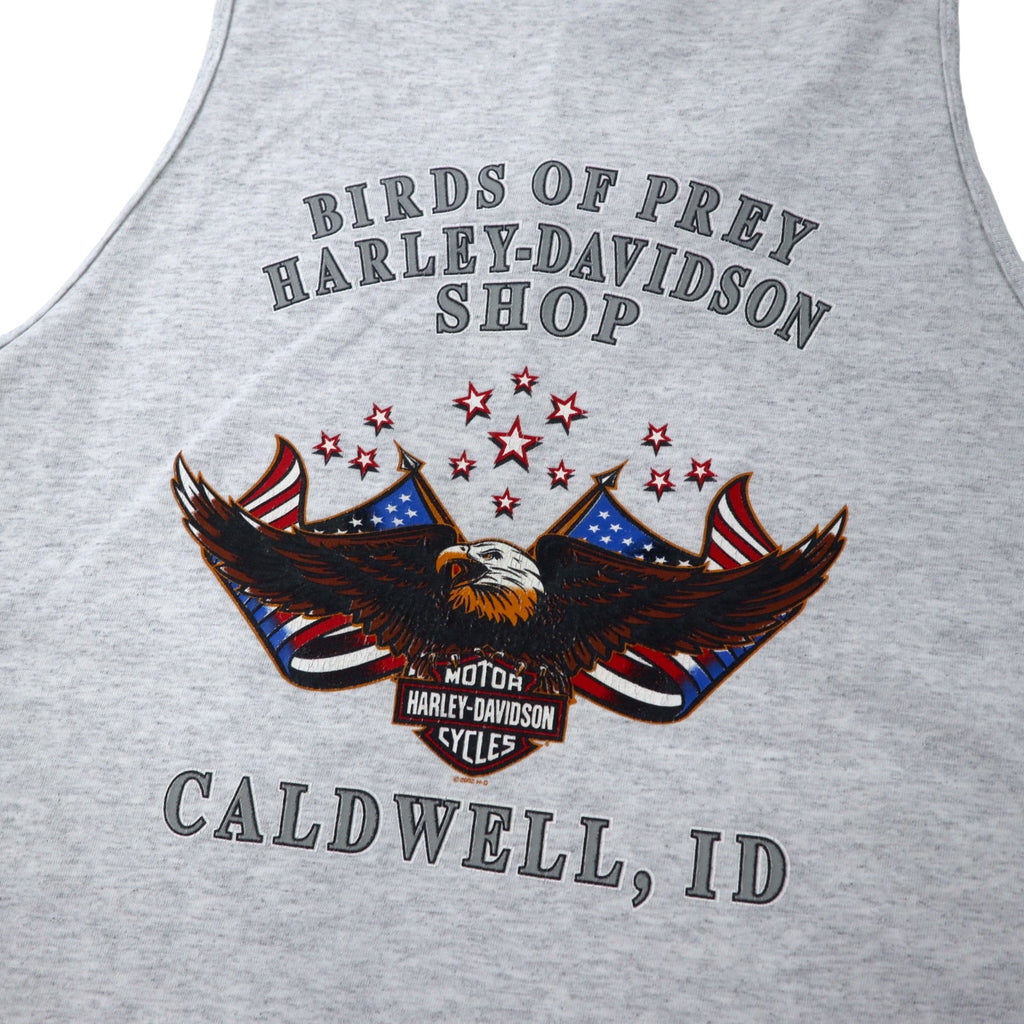 HARLEY DAVIDSON 00s Logo Print Tank Top XL Grey Cotton CALDWELL ID
