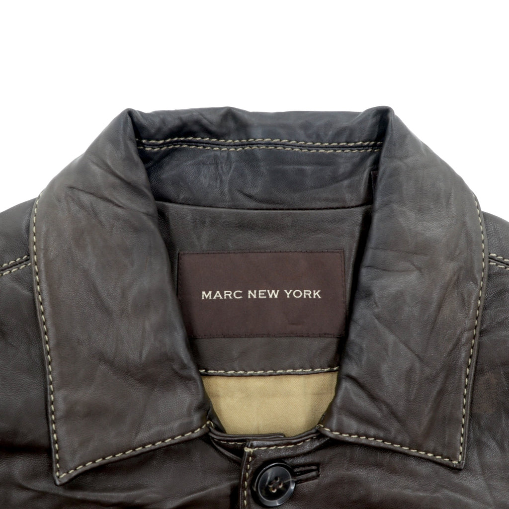 MARC NEW YORK Leather Stitch Car Coat Coverall 2XL Brown