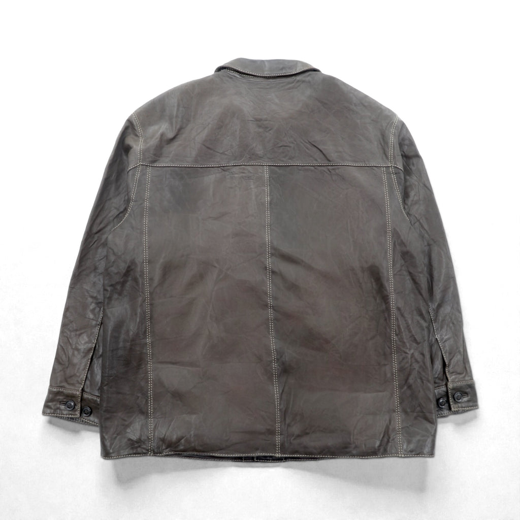MARC NEW YORK Leather Stitch Car Coat Coverall 2XL Brown