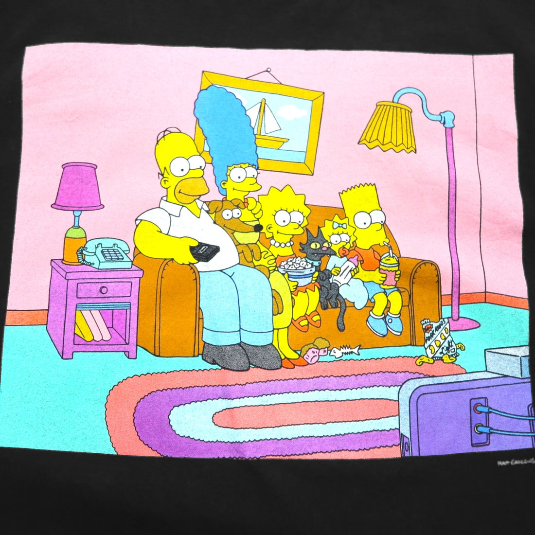 THE SIMPSONS Simpsons Character Print T-Shirt M Black Cotton