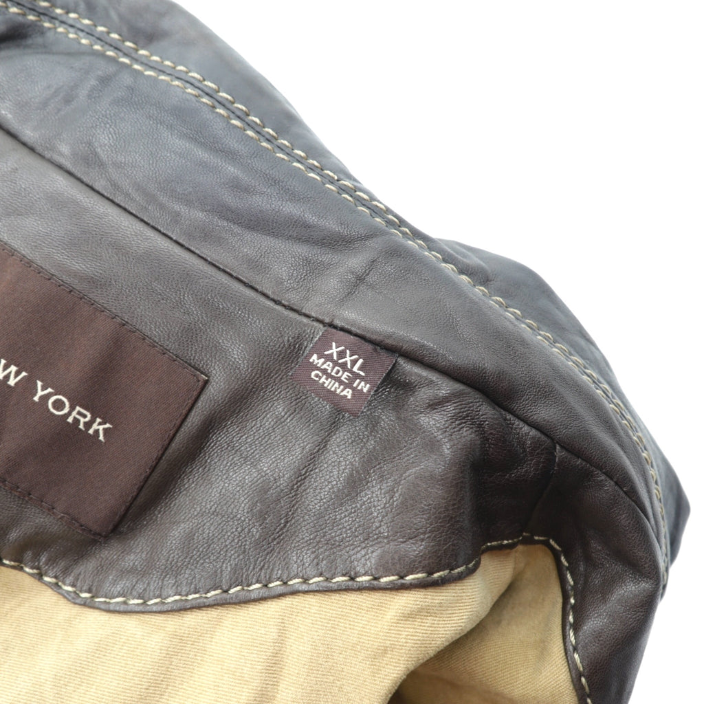 MARC NEW YORK Leather Stitch Car Coat Coverall 2XL Brown
