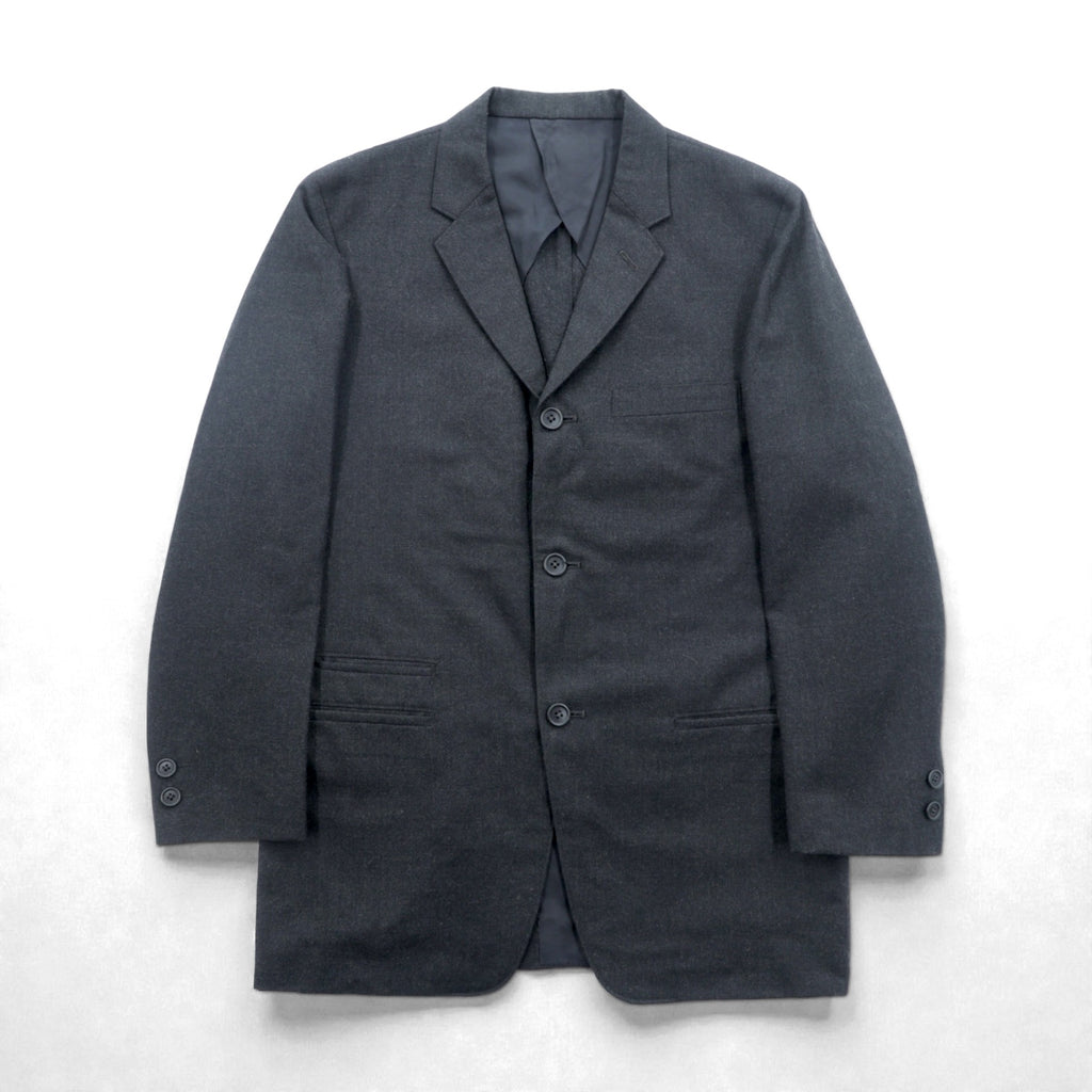 VAN -JAC- 3B Tailored Jacket Blue Leather S Gray Wool