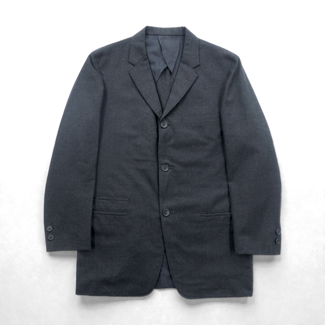 VAN -JAC- 3B Tailored Jacket Blue Leather S Gray Wool