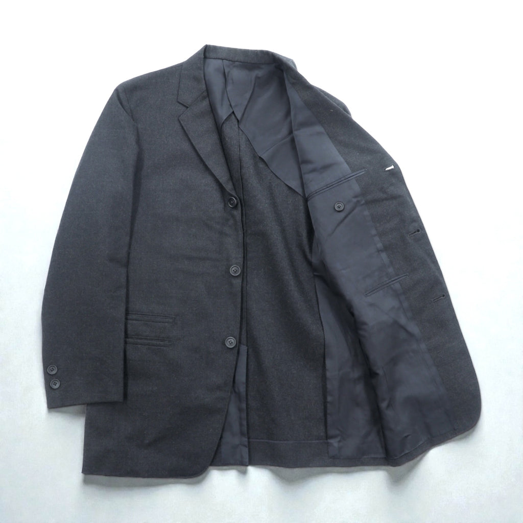 VAN -JAC- 3B Tailored Jacket Blue Leather S Gray Wool