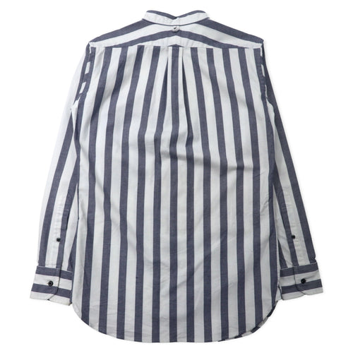 68 &amp; BROTHERS Band Collar Shirt M White Striped Cotton Made in Japan