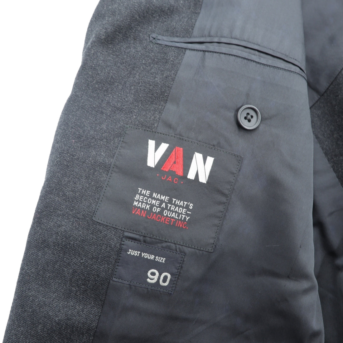 VAN -JAC- 3B Tailored Jacket Blue Leather S Gray Wool