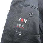 VAN -JAC- 3B Tailored Jacket Blue Leather S Gray Wool
