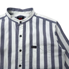 68 &amp; BROTHERS Band Collar Shirt M White Striped Cotton Made in Japan