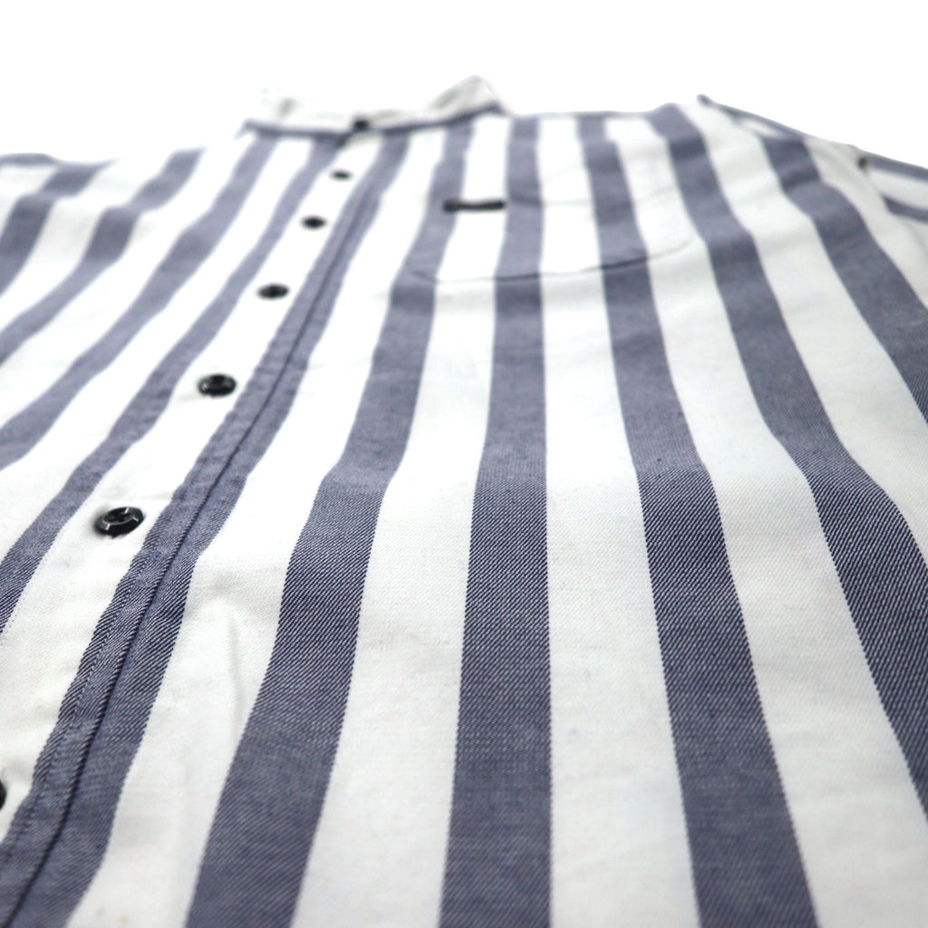 68 &amp; BROTHERS Band Collar Shirt M White Striped Cotton Made in Japan