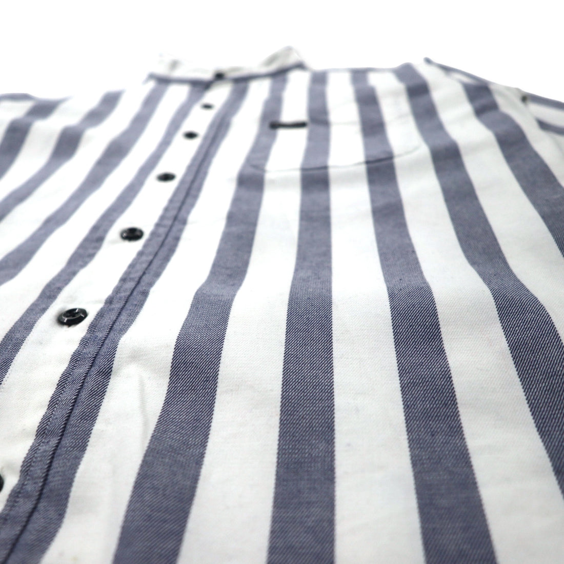 68 &amp; BROTHERS Band Collar Shirt M White Striped Cotton Made in Japan