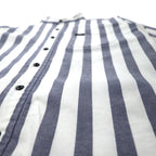 68 &amp; BROTHERS Band Collar Shirt M White Striped Cotton Made in Japan