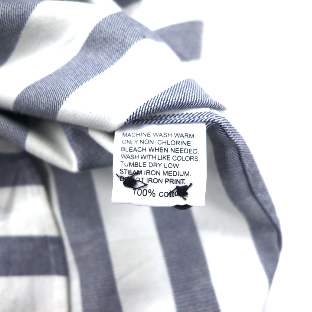 68 &amp; BROTHERS Band Collar Shirt M White Striped Cotton Made in Japan