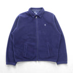 Polo Ralph Lauren 90s Short Fleece Harrington Jacket XL Navy Chin Strap Small Pony Embroidery