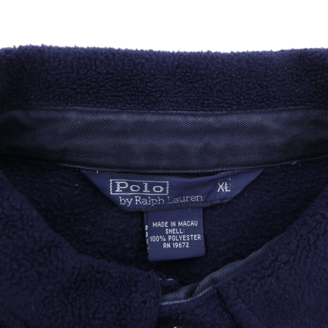 Polo Ralph Lauren 90s Short Fleece Harrington Jacket XL Navy Chin Strap Small Pony Embroidery