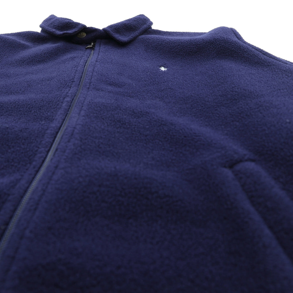 Polo Ralph Lauren 90s Short Fleece Harrington Jacket XL Navy Chin Strap Small Pony Embroidery