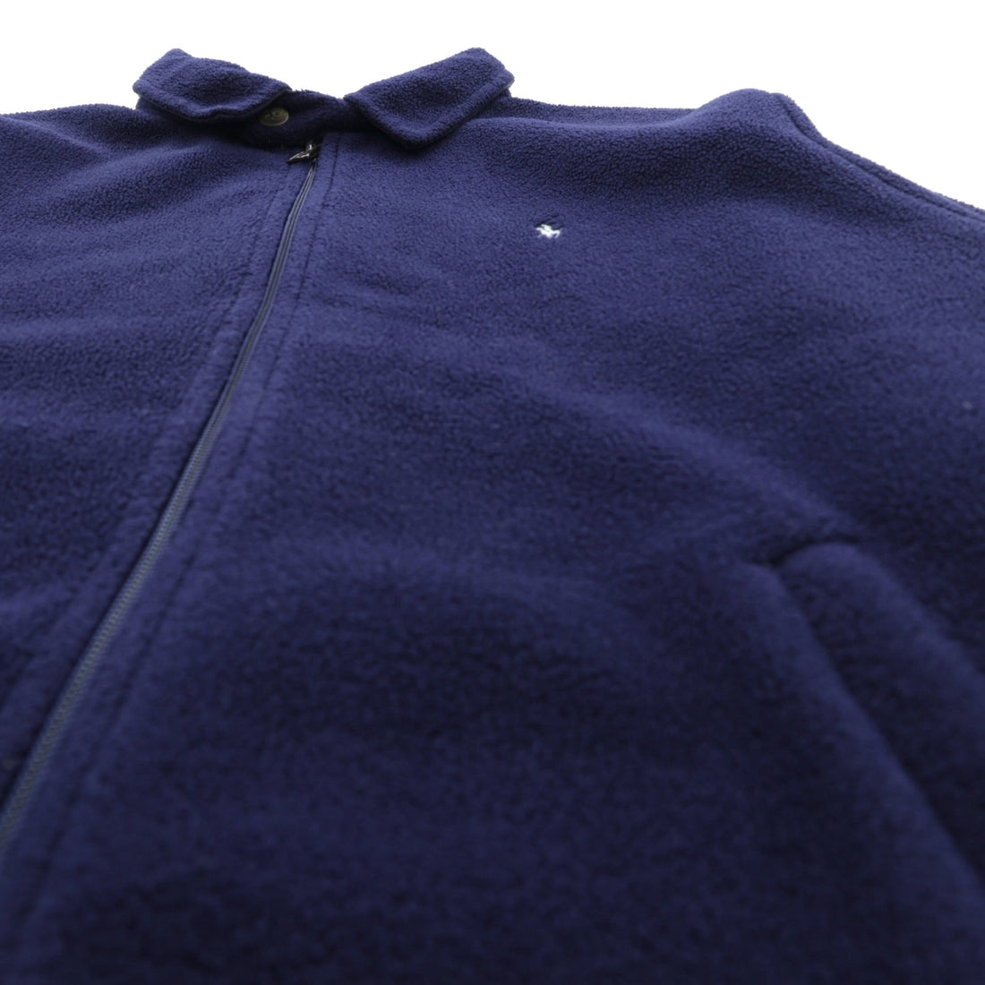 Polo Ralph Lauren 90s Short Fleece Harrington Jacket XL Navy Chin Strap Small Pony Embroidery