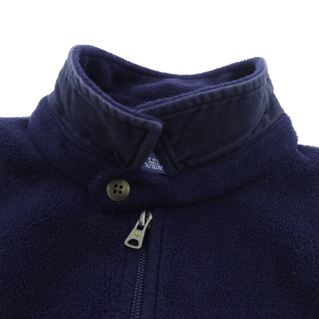 Polo Ralph Lauren 90s Short Fleece Harrington Jacket XL Navy Chin Strap Small Pony Embroidery