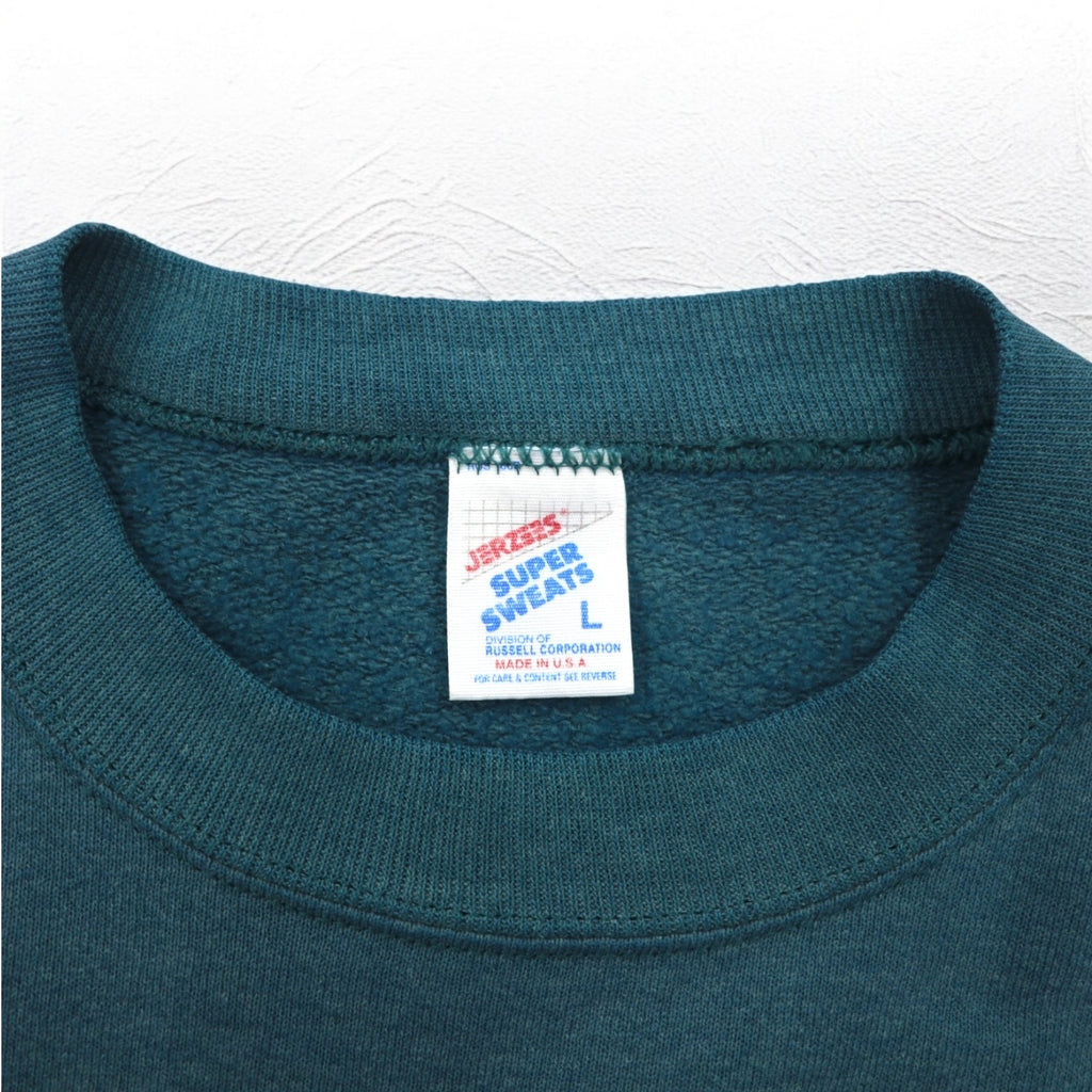 JERZEES 90s USA made sweatshirt L green cotton fleece lining Nabisco US company one point