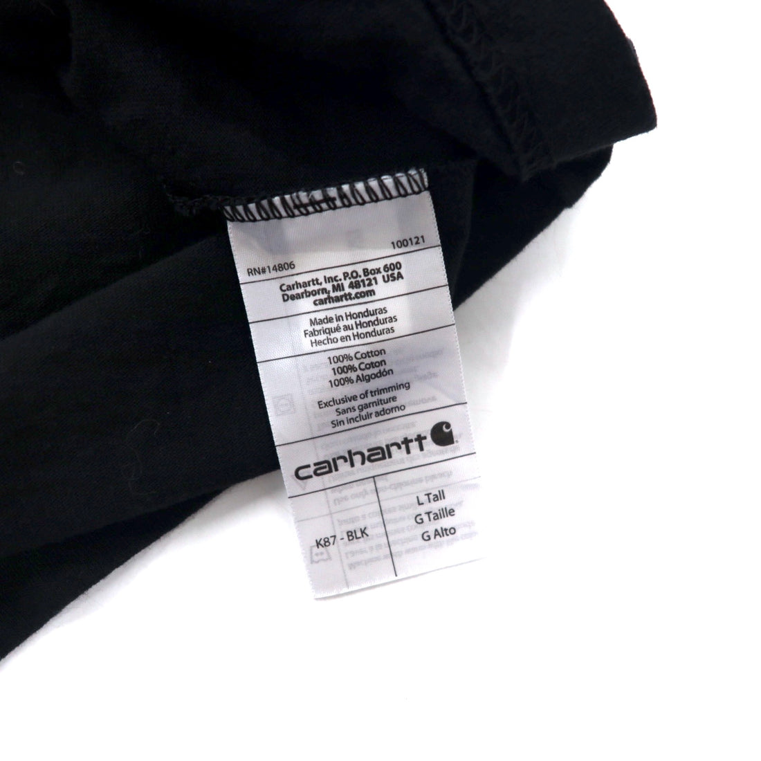 Carhartt Pocket T-Shirt Pocket TL TALL Black Cotton ORIGINAL FIT