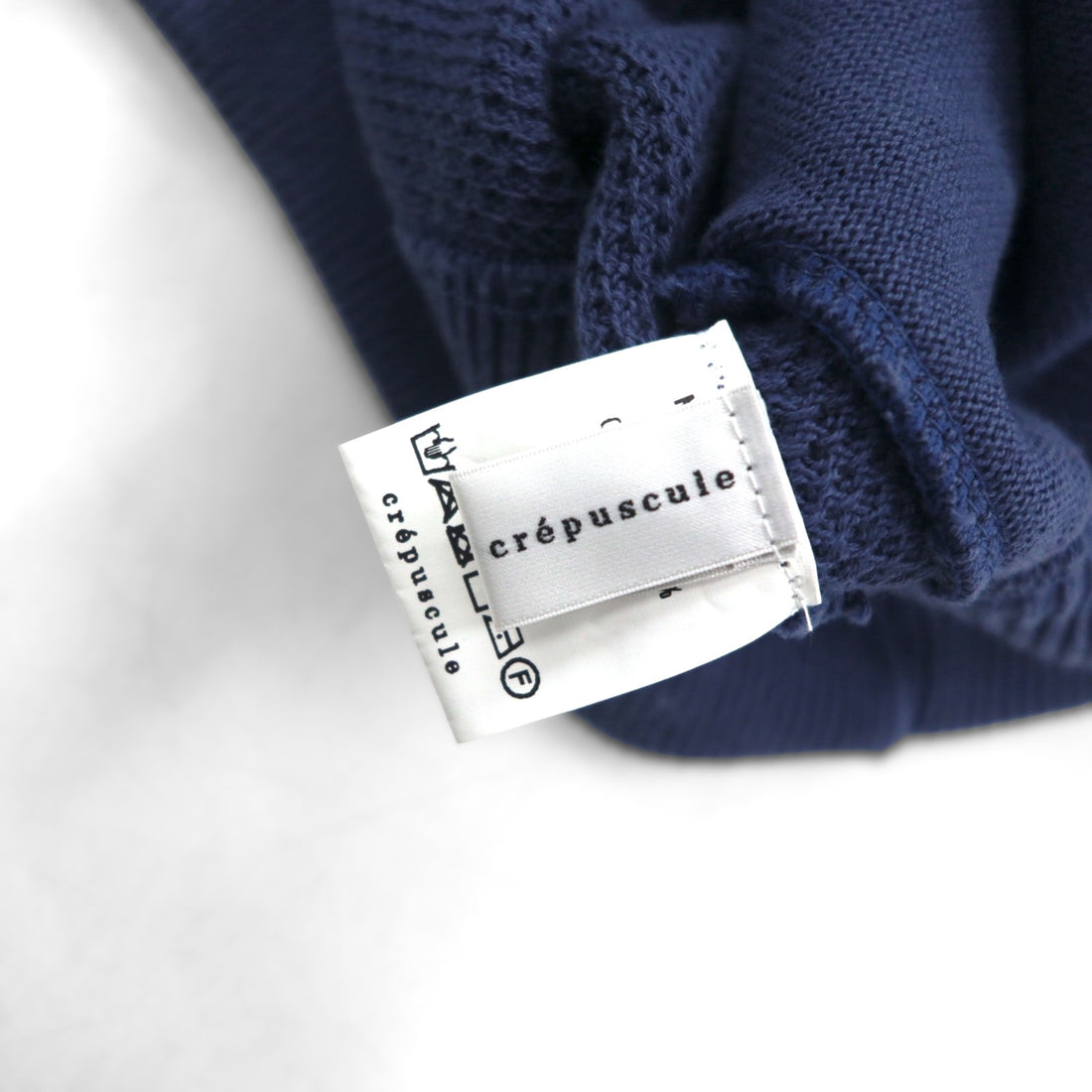 crepuscule Knit Cardigan, Pique, Medium, Navy, Border Moss Stitch V/N Cardigan, Oversized, Made in Japan, 2001-002