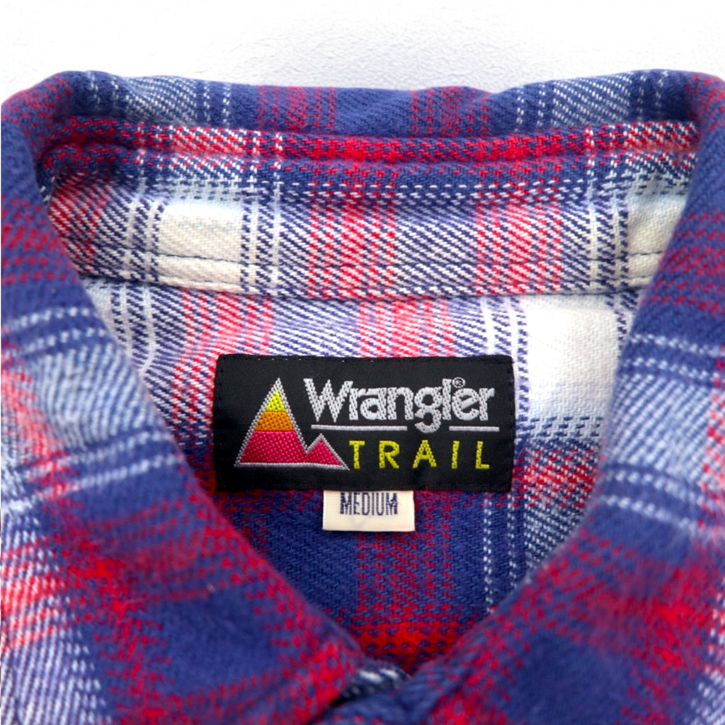 Wrangler TRAIL 90s Flannel Work Shirt, Medium, Blue, Check, Cotton
