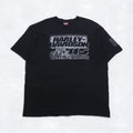 HARLEY DAVIDSON Double-sided Print V-neck T-shirt 2XL Black Bike WISCONSIN