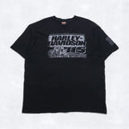 HARLEY DAVIDSON Double-sided Print V-neck T-shirt 2XL Black Bike WISCONSIN