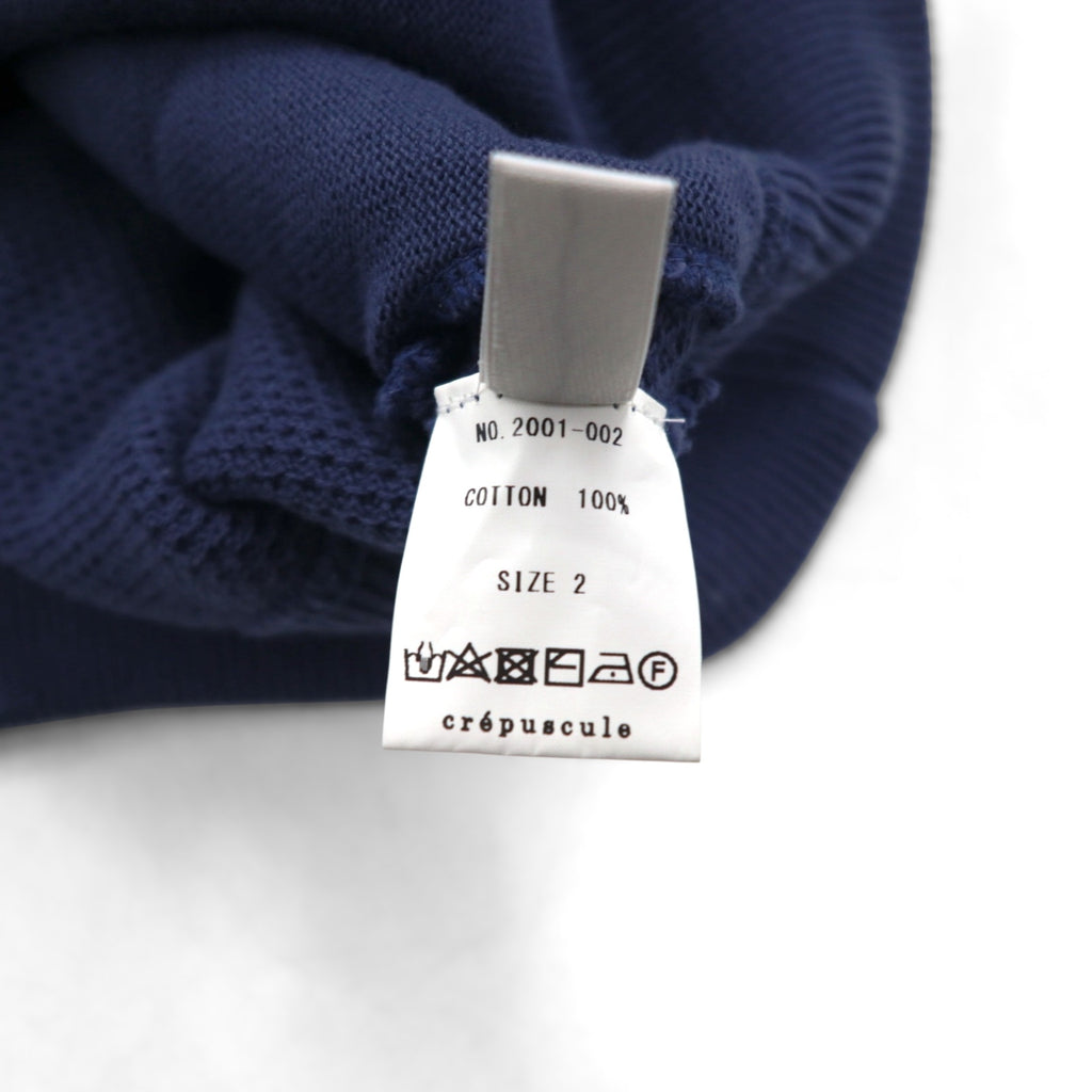 crepuscule Knit Cardigan, Pique, Medium, Navy, Border Moss Stitch V/N Cardigan, Oversized, Made in Japan, 2001-002