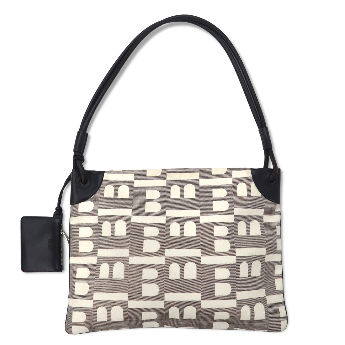 日本然リトテ-古着オンライン-BALLY イタリア製 Bマーク ショルダーバッグ ベージュ キャンバス レザー BRIANA GBCK-BALLY Italy Made B Mark Shoulder Bag Beige Canvas Leather BRIANA GBCK