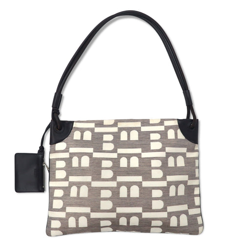 日本然リトテ-古着オンライン-BALLY イタリア製 Bマーク ショルダーバッグ ベージュ キャンバス レザー BRIANA GBCK-BALLY Italy Made B Mark Shoulder Bag Beige Canvas Leather BRIANA GBCK