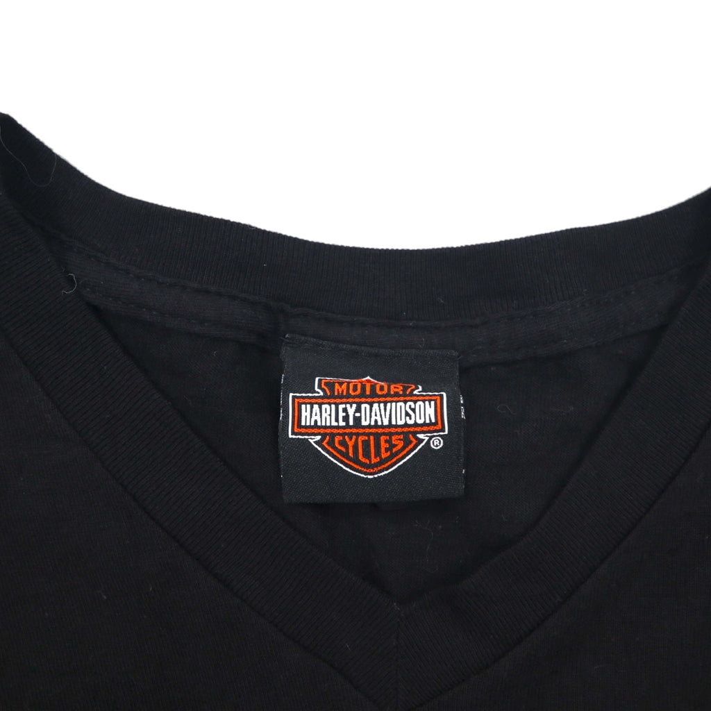 HARLEY DAVIDSON Double-sided Print V-neck T-shirt 2XL Black Bike WISCONSIN