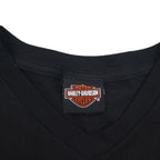HARLEY DAVIDSON Double-sided Print V-neck T-shirt 2XL Black Bike WISCONSIN