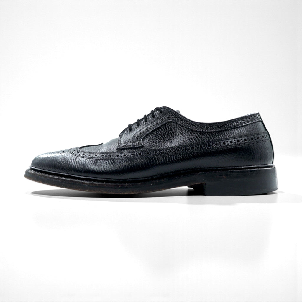 Churchill Wingtip Full Brogue Dress Shoes, Size 27.5cm, Black Grain Leather, 70084