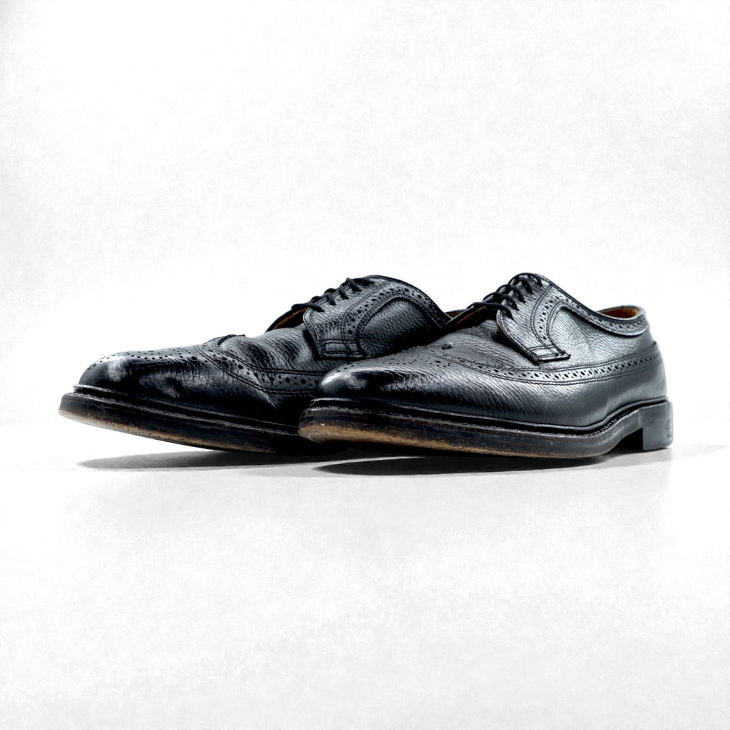 Churchill Wingtip Full Brogue Dress Shoes, Size 27.5cm, Black Grain Leather, 70084