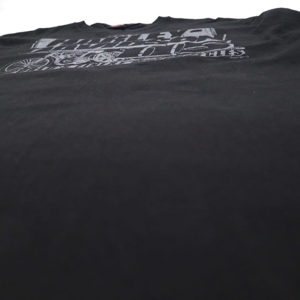 HARLEY DAVIDSON Double-sided Print V-neck T-shirt 2XL Black Bike WISCONSIN