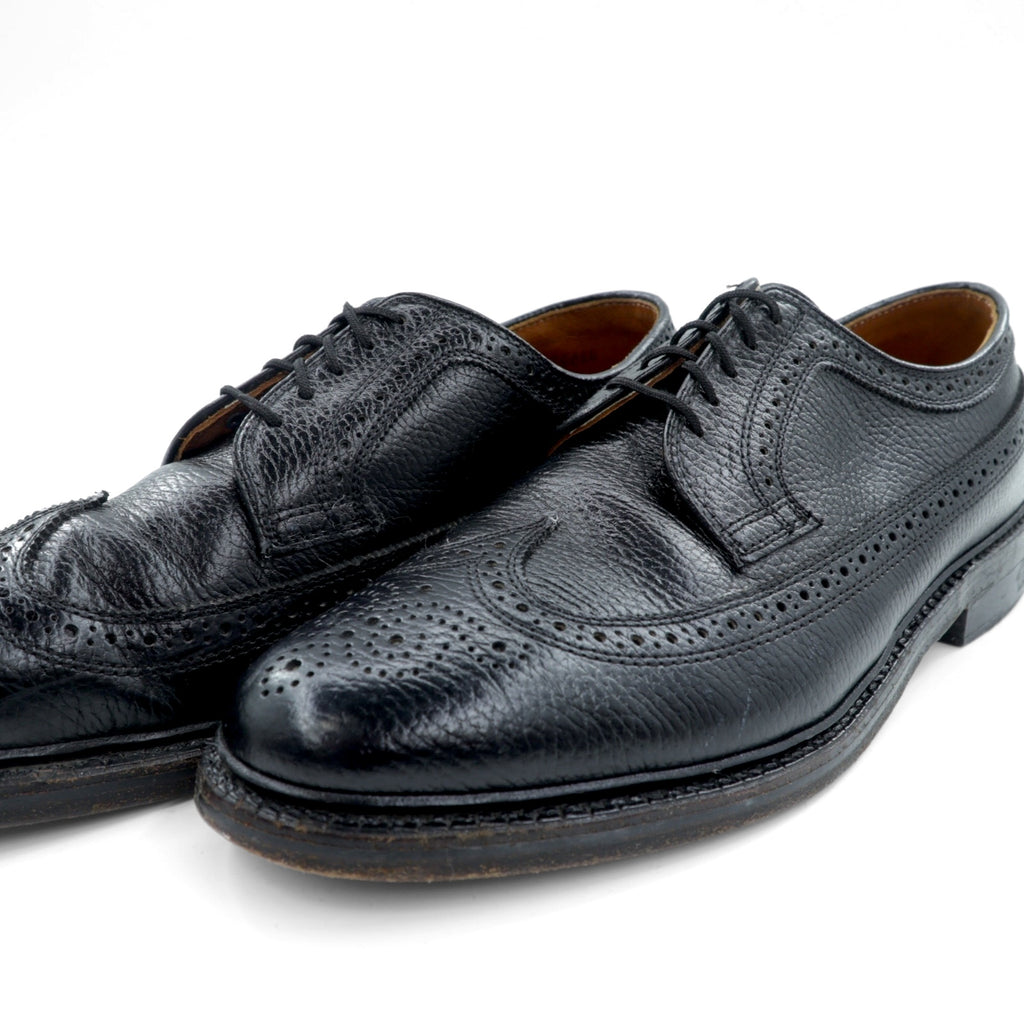 Churchill Wingtip Full Brogue Dress Shoes, Size 27.5cm, Black Grain Leather, 70084