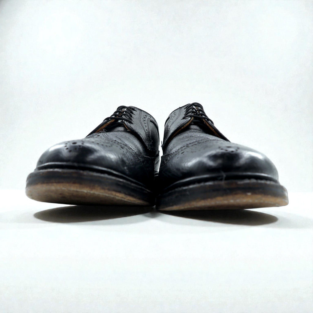 Churchill Wingtip Full Brogue Dress Shoes, Size 27.5cm, Black Grain Leather, 70084