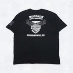 HARLEY DAVIDSON Double-sided Print V-neck T-shirt 2XL Black Bike WISCONSIN